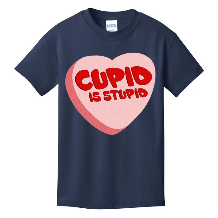 Anti Valentine's Day Funny Heart Candy Cupid Is Stupid Kids T-Shirt