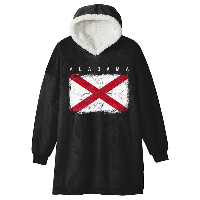 Alabama Vintage Distressed Home State Flag Design Hooded Wearable Blanket