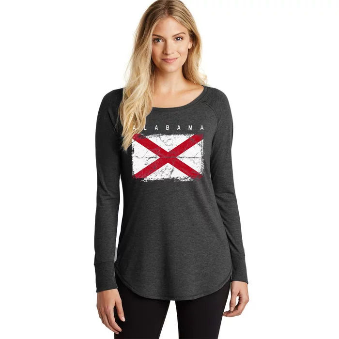 Alabama Vintage Distressed Home State Flag Design Women's Perfect Tri Tunic Long Sleeve Shirt