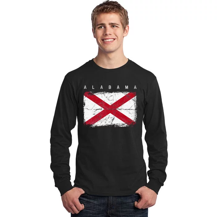 Alabama Vintage Distressed Home State Flag Design Tall Long Sleeve T-Shirt