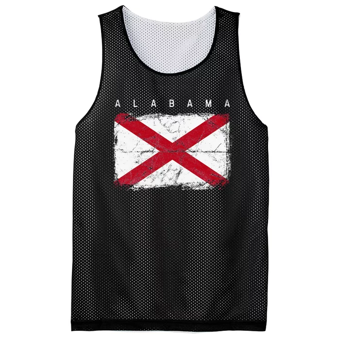 Alabama Vintage Distressed Home State Flag Design Mesh Reversible Basketball Jersey Tank