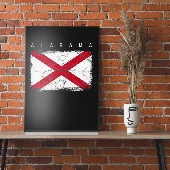 Alabama Vintage Distressed Home State Flag Design Poster