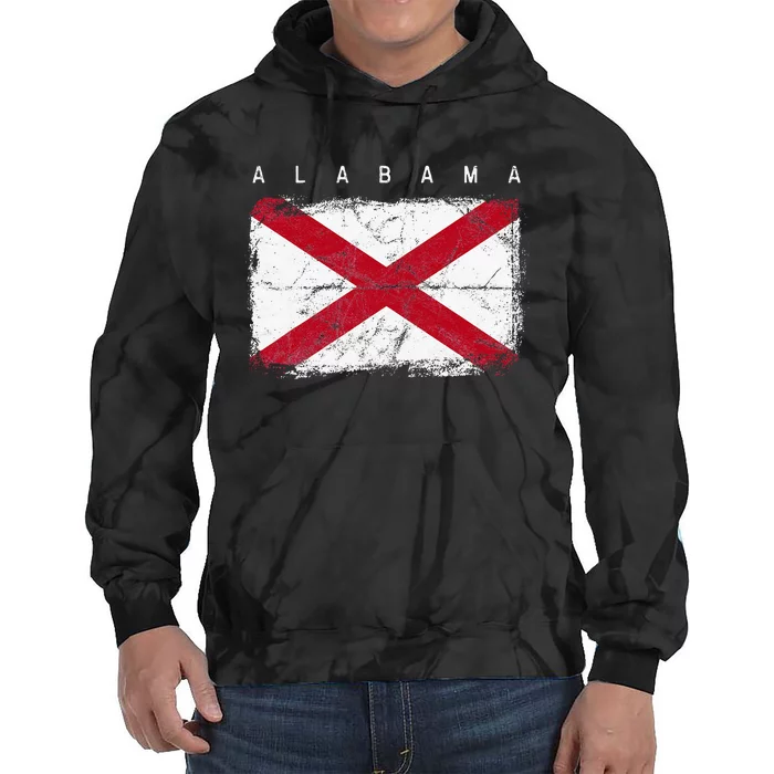 Alabama Vintage Distressed Home State Flag Design Tie Dye Hoodie