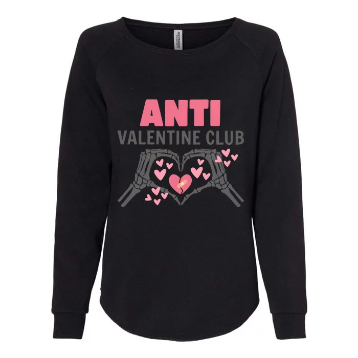 Anti Valentines Day Funny Skeleton Heart Anti Valentine Club Womens California Wash Sweatshirt