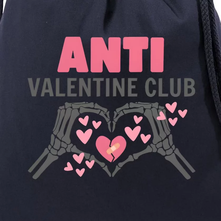 Anti Valentines Day Funny Skeleton Heart Anti Valentine Club Drawstring Bag