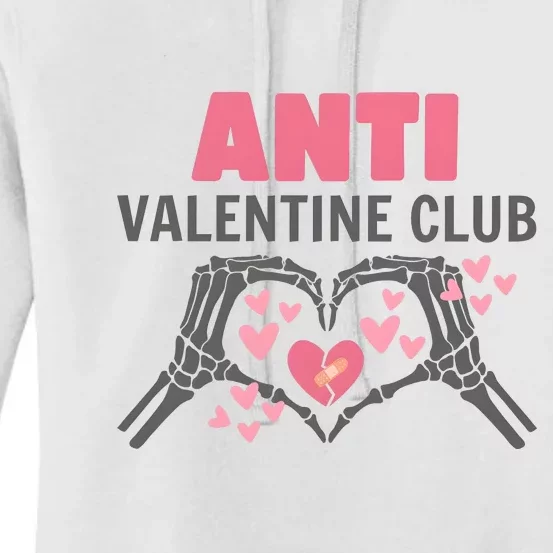 Anti Valentines Day Funny Skeleton Heart Anti Valentine Club Women's Pullover Hoodie