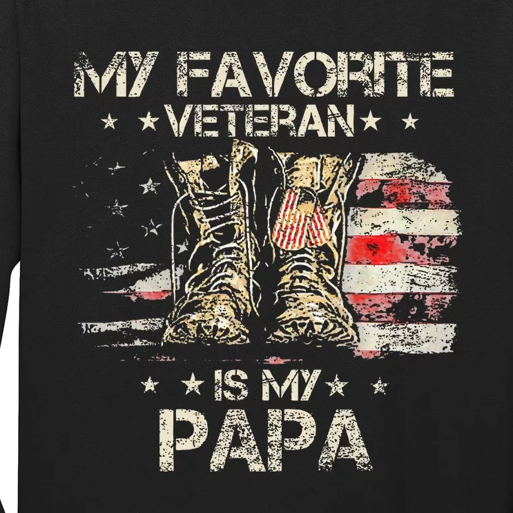 Army Veterans Day My Favorite Veteran Is My Papa Dad Kids Long Sleeve Shirt