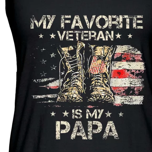 Army Veterans Day My Favorite Veteran Is My Papa Dad Kids Ladies Essential Flowy Tank