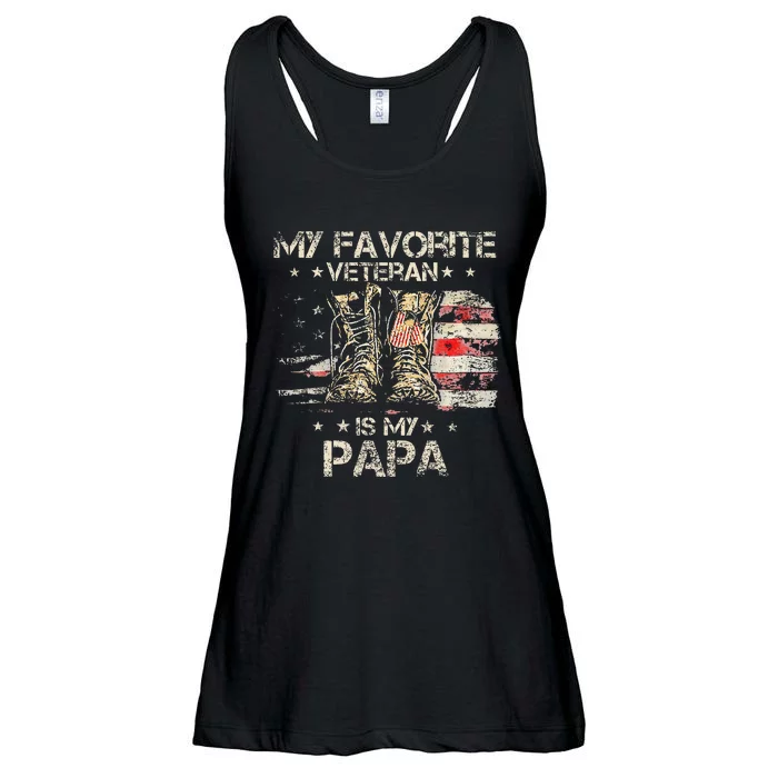 Army Veterans Day My Favorite Veteran Is My Papa Dad Kids Ladies Essential Flowy Tank