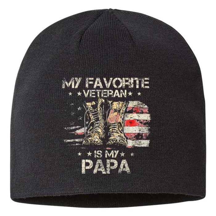 Army Veterans Day My Favorite Veteran Is My Papa Dad Kids 8 1/2in Sustainable Knit Beanie