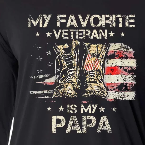 Army Veterans Day My Favorite Veteran Is My Papa Dad Kids Cooling Performance Long Sleeve Crew