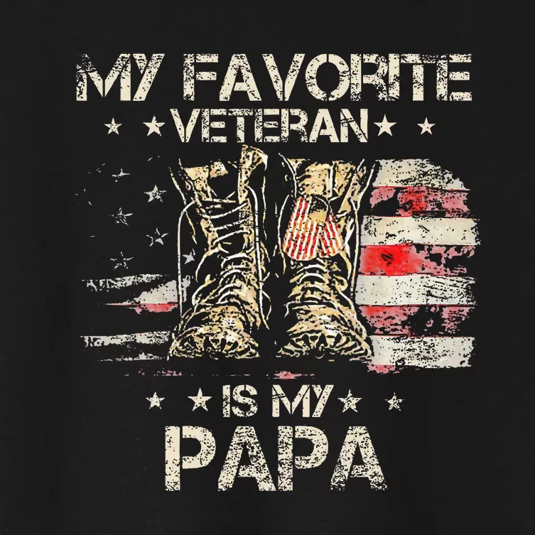 Army Veterans Day My Favorite Veteran Is My Papa Dad Kids Women's Crop Top Tee