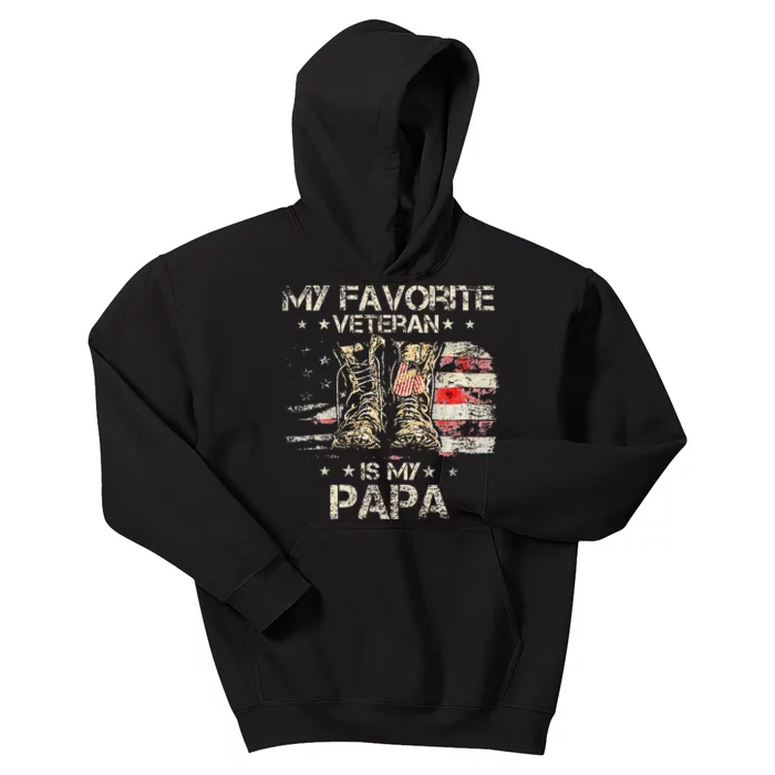 Army Veterans Day My Favorite Veteran Is My Papa Dad Kids Kids Hoodie