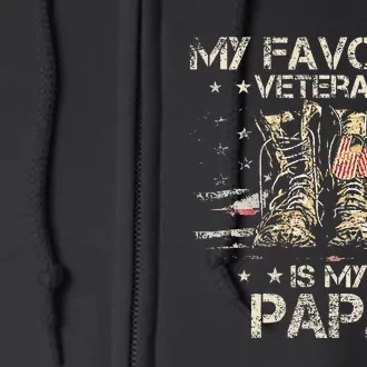 Army Veterans Day My Favorite Veteran Is My Papa Dad Kids Full Zip Hoodie