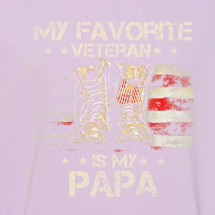 Army Veterans Day My Favorite Veteran Is My Papa Dad Kids Garment-Dyed Sweatshirt