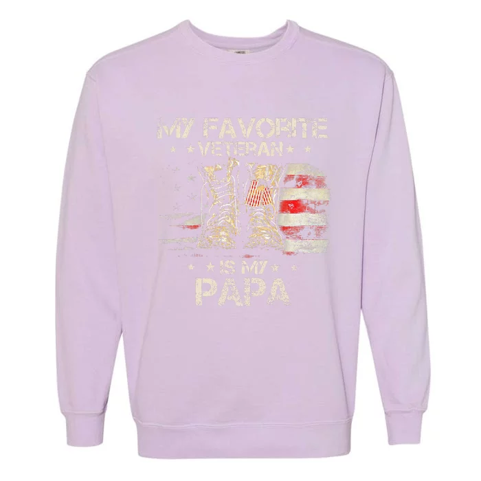 Army Veterans Day My Favorite Veteran Is My Papa Dad Kids Garment-Dyed Sweatshirt