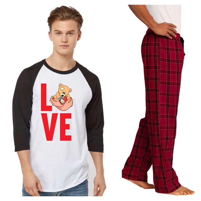 Amazing Valentines Day Love Bear Great Gift Raglan Sleeve Pajama Set