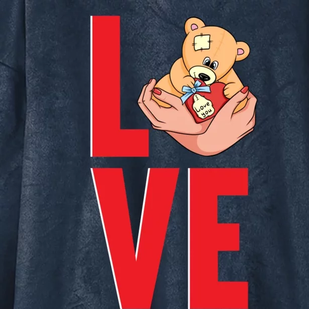 Amazing Valentines Day Love Bear Great Gift Hooded Wearable Blanket