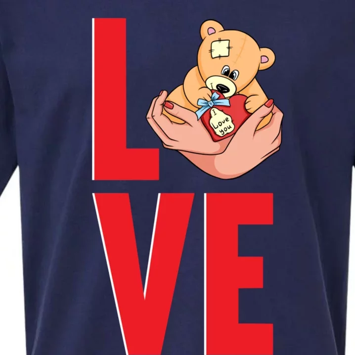 Amazing Valentines Day Love Bear Great Gift Sueded Cloud Jersey T-Shirt