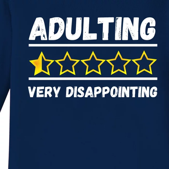 Adulting Very Disappointing Funny Sayings One Star Baby Long Sleeve Bodysuit