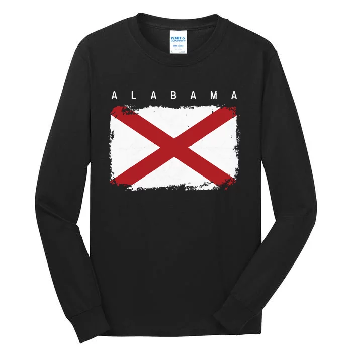 Alabama Vintage Distressed Home State Flag Design Tall Long Sleeve T-Shirt