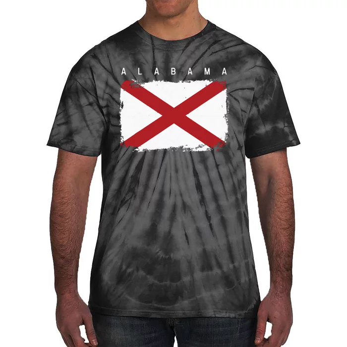 Alabama Vintage Distressed Home State Flag Design Tie-Dye T-Shirt