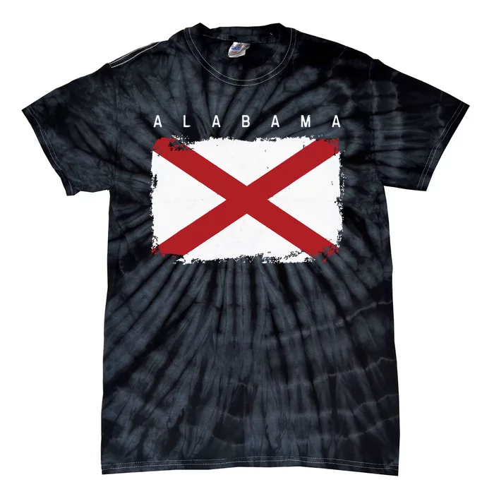 Alabama Vintage Distressed Home State Flag Design Tie-Dye T-Shirt