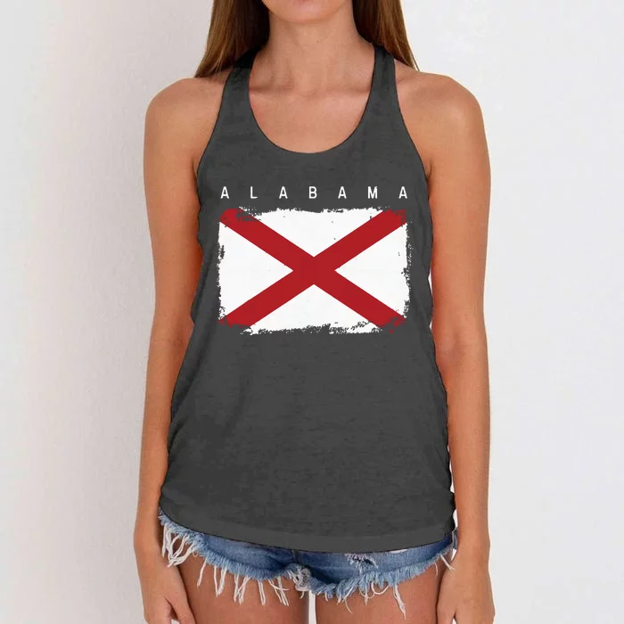 Alabama Vintage Distressed Home State Flag Design Women's Knotted Racerback Tank