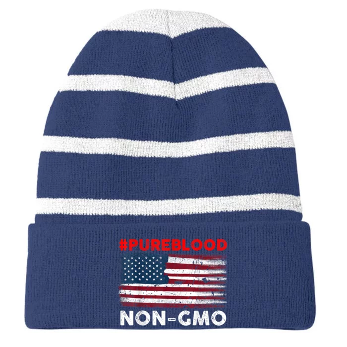 American Vintage Flag Pure Blood Non Gmo Striped Beanie with Solid Band