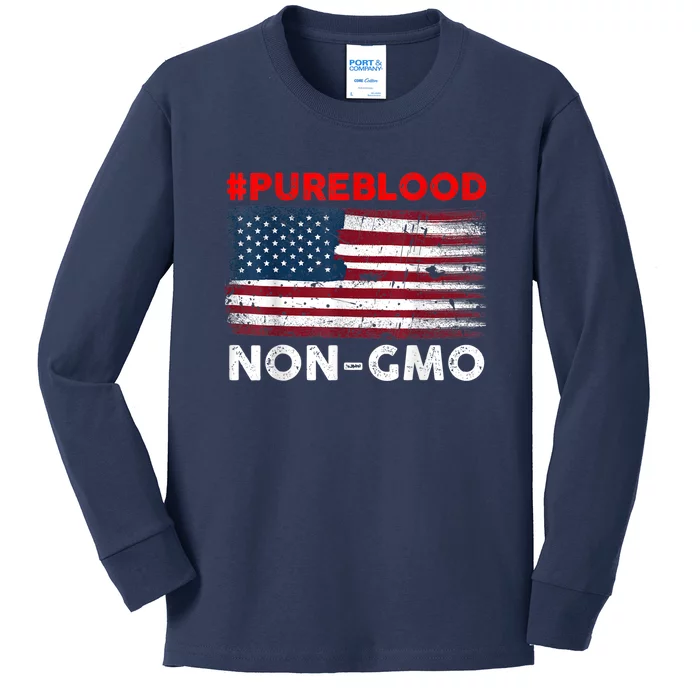 American Vintage Flag Pure Blood Non Gmo Kids Long Sleeve Shirt