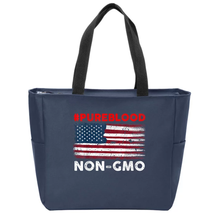 American Vintage Flag Pure Blood Non Gmo Zip Tote Bag