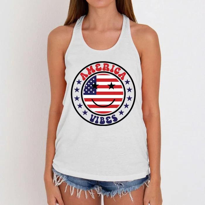 America Vibes Fourth Of July Women's Knotted Racerback Tank