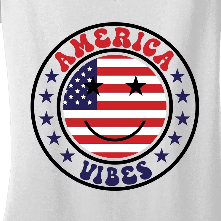 America Vibes Fourth Of July Women's V-Neck T-Shirt