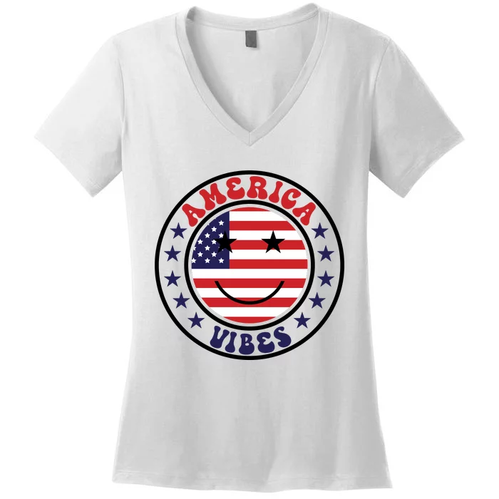 America Vibes Fourth Of July Women's V-Neck T-Shirt