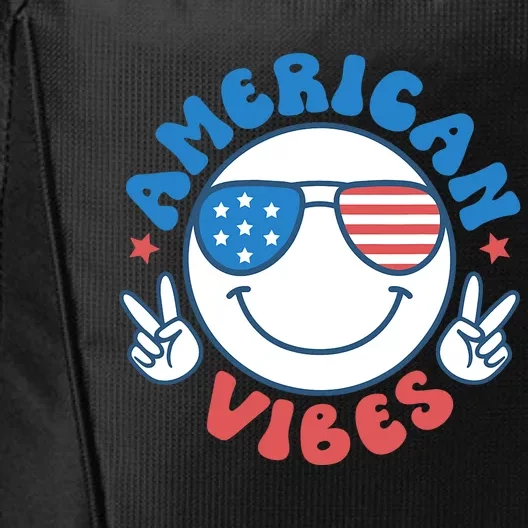 America Vibes Fourth 4th Of July Happy Face Smile Patriotic City Backpack