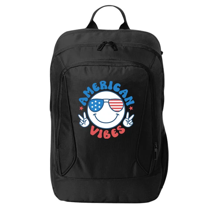 America Vibes Fourth 4th Of July Happy Face Smile Patriotic City Backpack