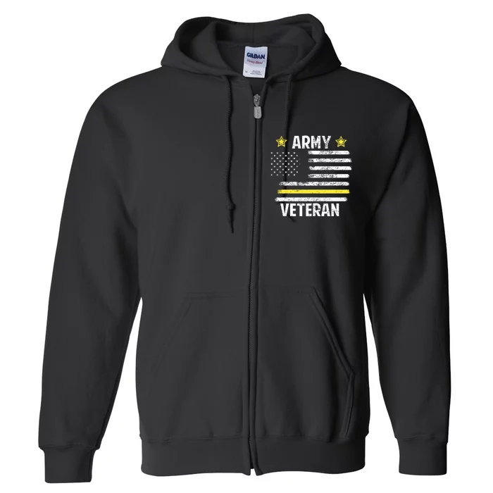 Army Veteran Flag Full Zip Hoodie