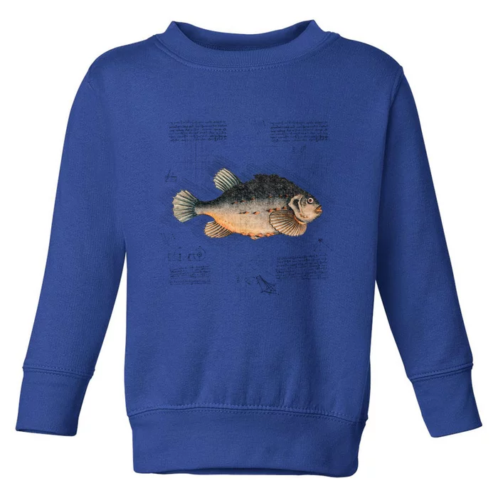 Aesthetic Vintage Fish Illustration For Unique Fishing Dad Gift Toddler Sweatshirt