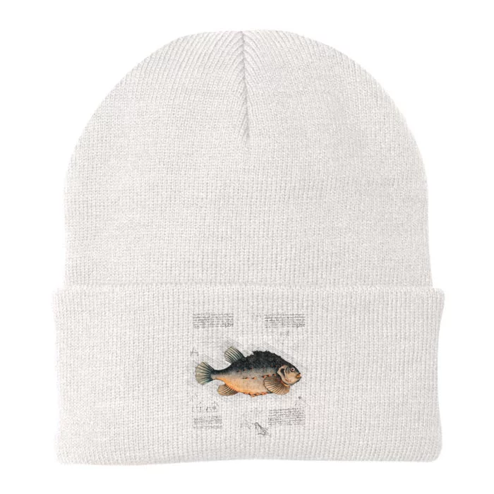 Aesthetic Vintage Fish Illustration For Unique Fishing Dad Gift Knit Cap Winter Beanie