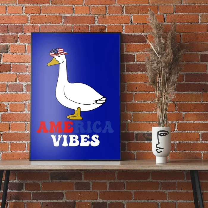 America Vibes Funny Silly Goose Cow Hat 4th Of July Gift Poster