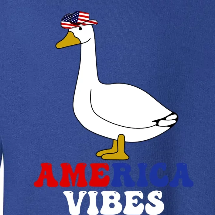 America Vibes Funny Silly Goose Cow Hat 4th Of July Gift Toddler Sweatshirt