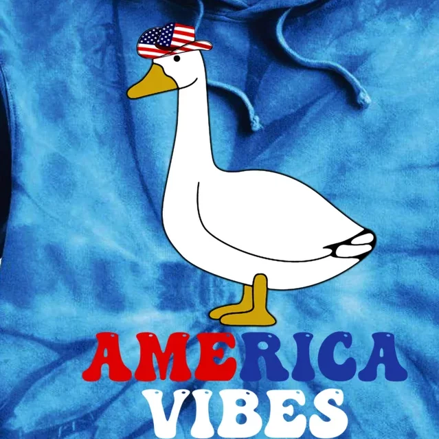 America Vibes Funny Silly Goose Cow Hat 4th Of July Gift Tie Dye Hoodie