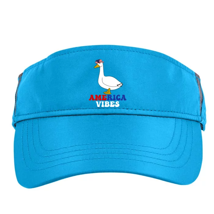 America Vibes Funny Silly Goose Cow Hat 4th Of July Gift Adult Drive Performance Visor