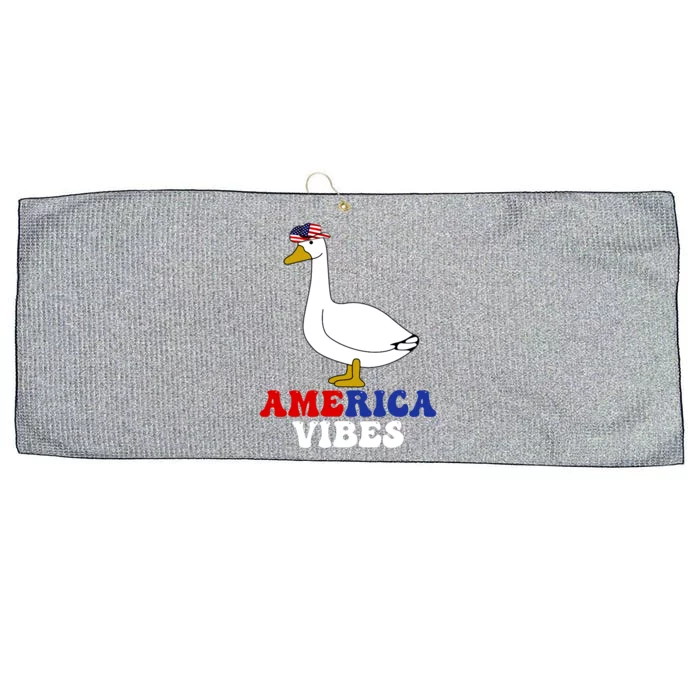 America Vibes Funny Silly Goose Cow Hat 4th Of July Gift Large Microfiber Waffle Golf Towel