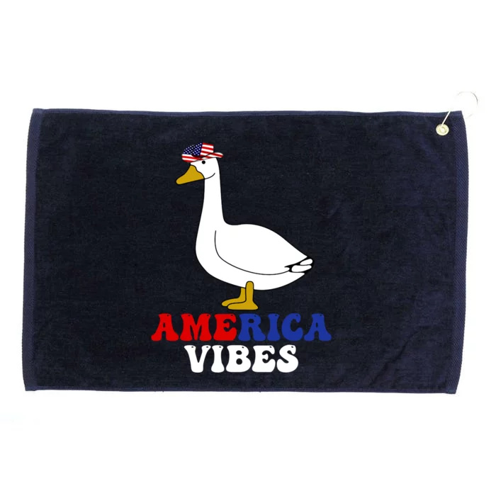 America Vibes Funny Silly Goose Cow Hat 4th Of July Gift Grommeted Golf Towel