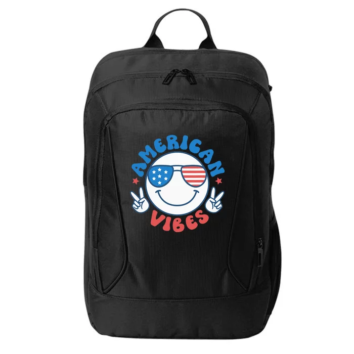 America Vibes Fourth 4th of July Happy Face Smile Patriotic City Backpack