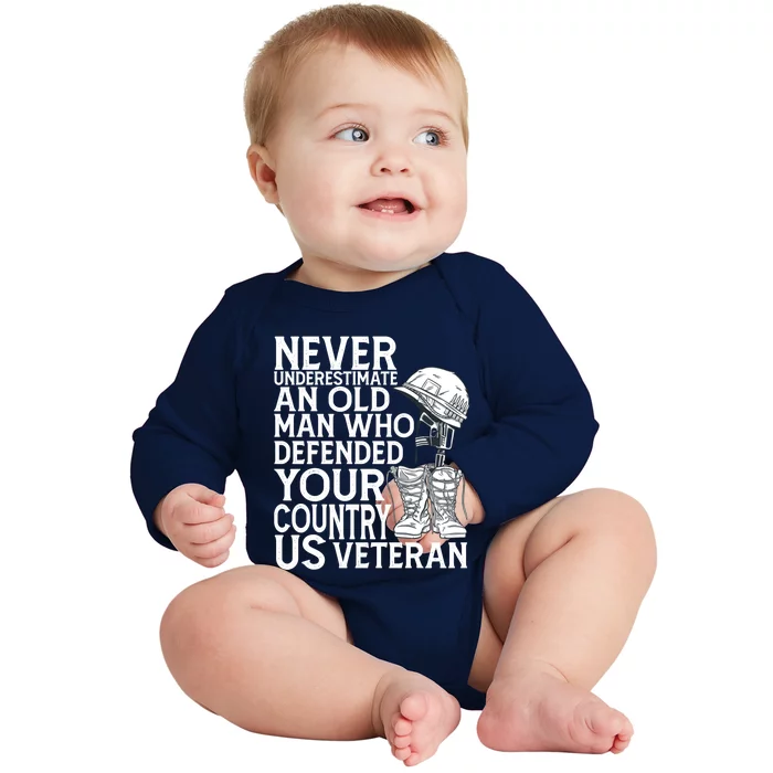 Army Veteran For Proud Veteran Grandpa / Dad From Daughter Cute Gift Baby Long Sleeve Bodysuit