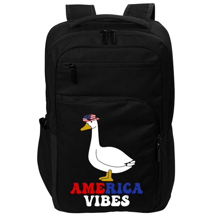 America Vibes Funny Silly Goose Cow Hat 4th Of July Gift Impact Tech Backpack