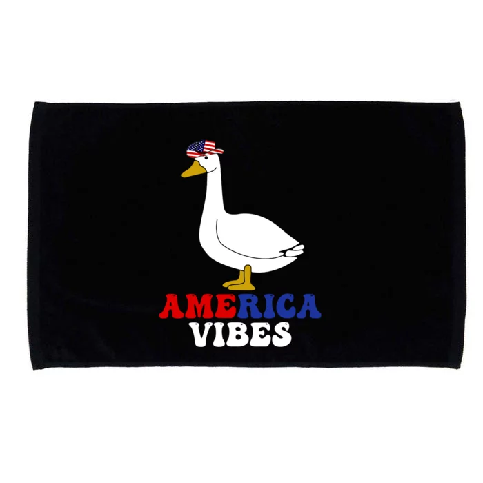 America Vibes Funny Silly Goose Cow Hat 4th Of July Gift Microfiber Hand Towel