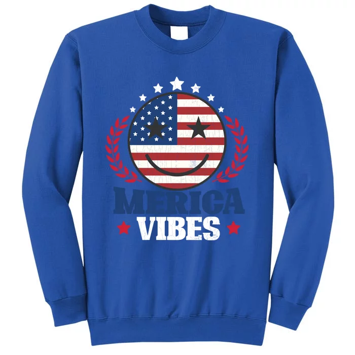 America Vibes Funny Usa Independence 4th Of July Graphic Gift Tall Sweatshirt